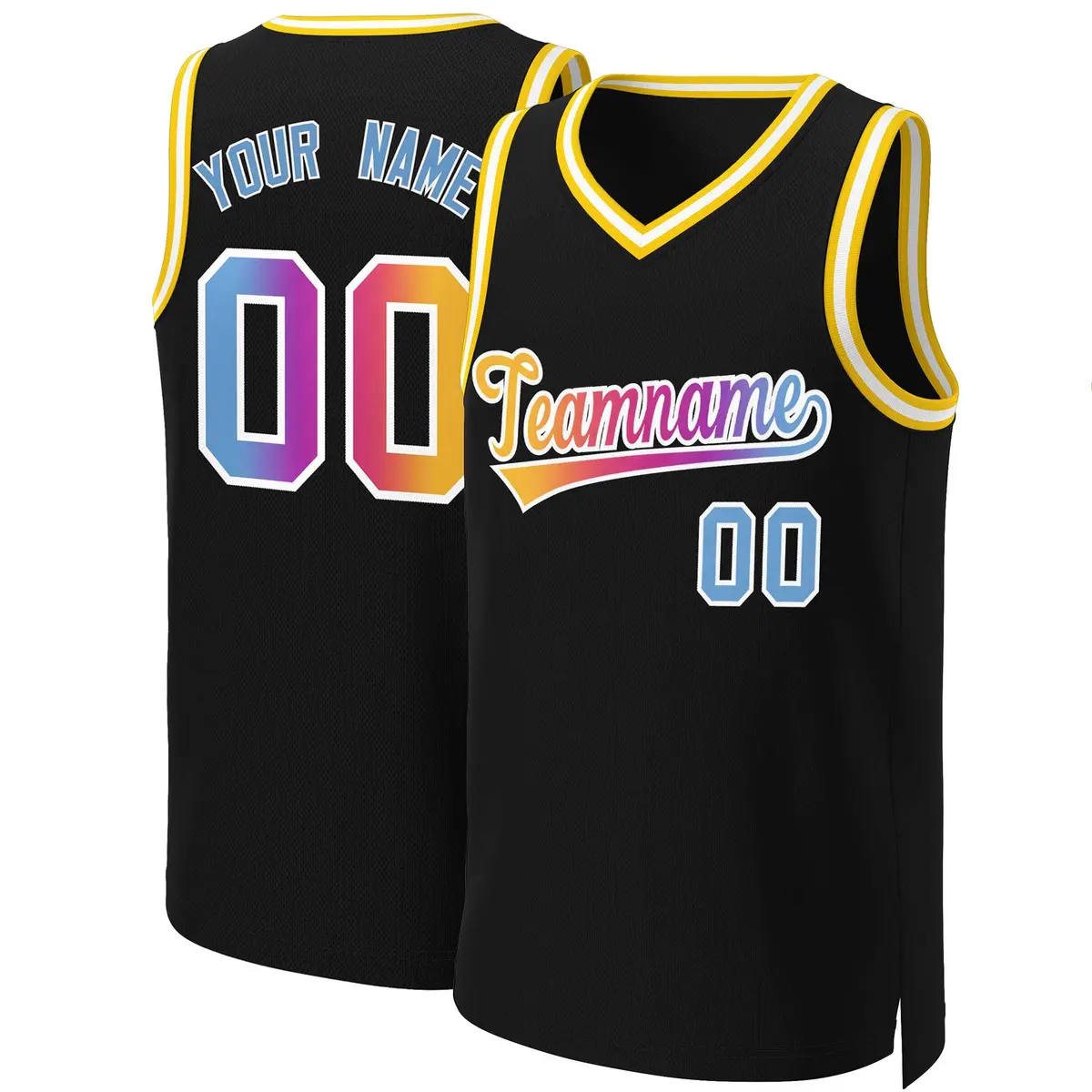 Black Yellow-White Classic Gradient Basketball Jersey