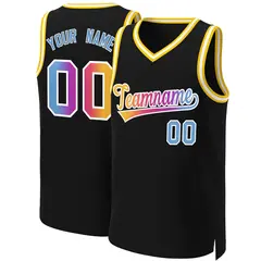 Black Yellow-White Classic Gradient Basketball Jersey 1