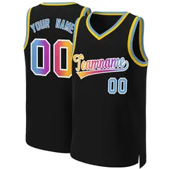 Black Yellow-White Classic Gradient Basketball Jersey 1