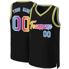 Black Yellow-White Classic Gradient Basketball Jersey 1