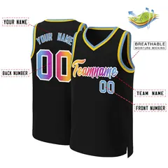Black Yellow-White Classic Gradient Basketball Jersey 2