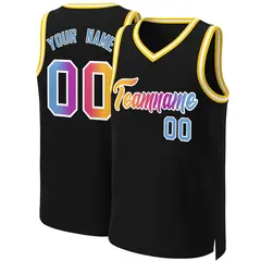 Black Yellow-White Classic Gradient Basketball Jersey 1