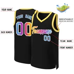 Black Yellow-White Classic Gradient Basketball Jersey 2