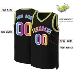 Black Yellow-White Classic Gradient Basketball Jersey 1
