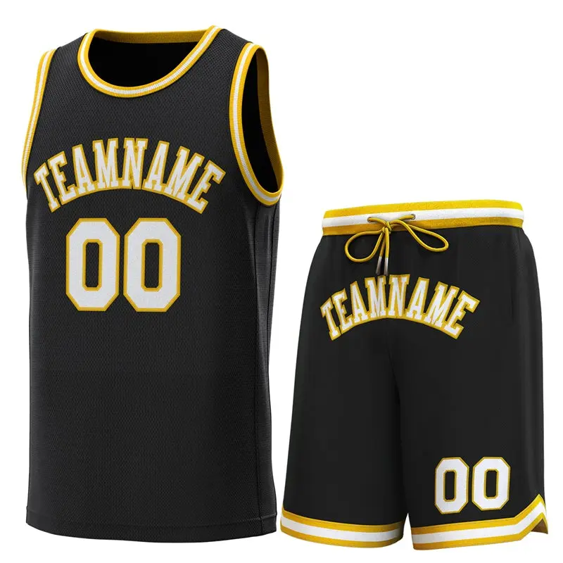 Black Yellow-White Classic Sets Basketball Jersey