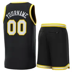 Black Yellow-White Classic Sets Basketball Jersey 3