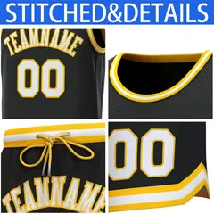 Black Yellow-White Classic Sets Basketball Jersey 6
