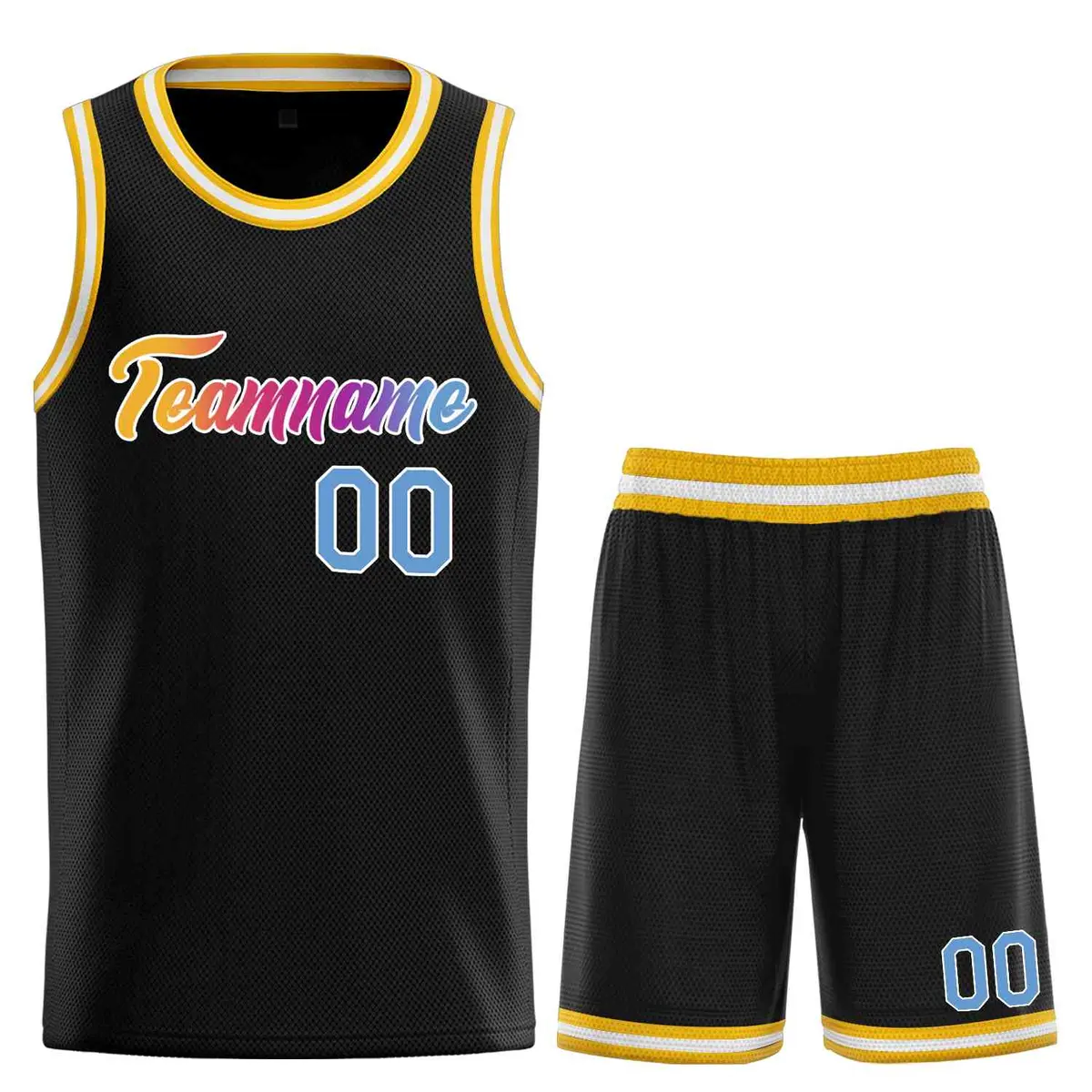 Black Yellow-White Classic Team Basketball Jersey