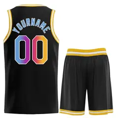 Black Yellow-White Classic Team Basketball Jersey 2