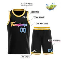 Black Yellow-White Classic Team Basketball Jersey 3