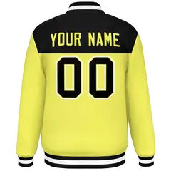 Black Yellow-White Color Block Lettermen Baseball Jacket 4