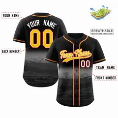 Black Yellow-White Denver City Skyline Baseball Jersey 2