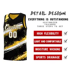 Black Yellow White Reversible Basketball Jersey Stellar Strike Series 3