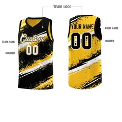 Black Yellow White Reversible Basketball Jersey Stellar Strike Series 4