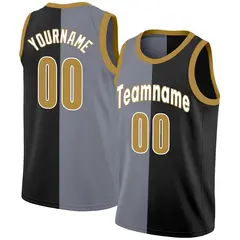 Black Yellow-White Split Fashion Basketball Jersey 1