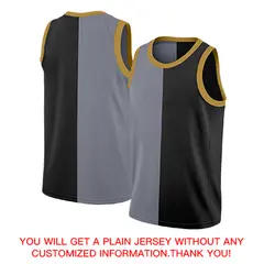 Black Yellow-White Split Fashion Basketball Jersey 4