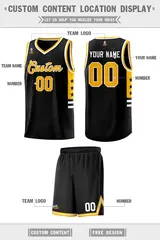 Black Yellow-White Star Pattern Sports Basketball Jersey 2