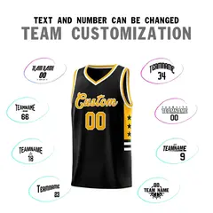 Black Yellow-White Star Pattern Sports Basketball Jersey 3