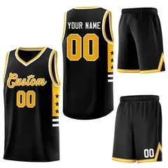 Black Yellow-White Star Pattern Sports Basketball Jersey 5