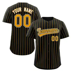 Black Yellow-White Stripe Authentic Fashion Baseball Jersey