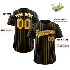 Black Yellow-White Stripe Authentic Fashion Baseball Jersey 2
