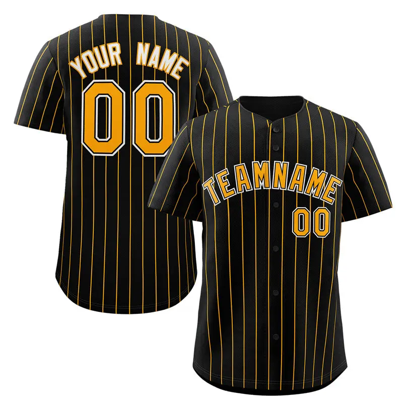 Black Yellow-White Stripe Authentic Fashion Baseball Jersey