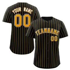 Black Yellow-White Stripe Authentic Fashion Baseball Jersey