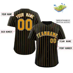 Black Yellow-White Stripe Authentic Fashion Baseball Jersey 2