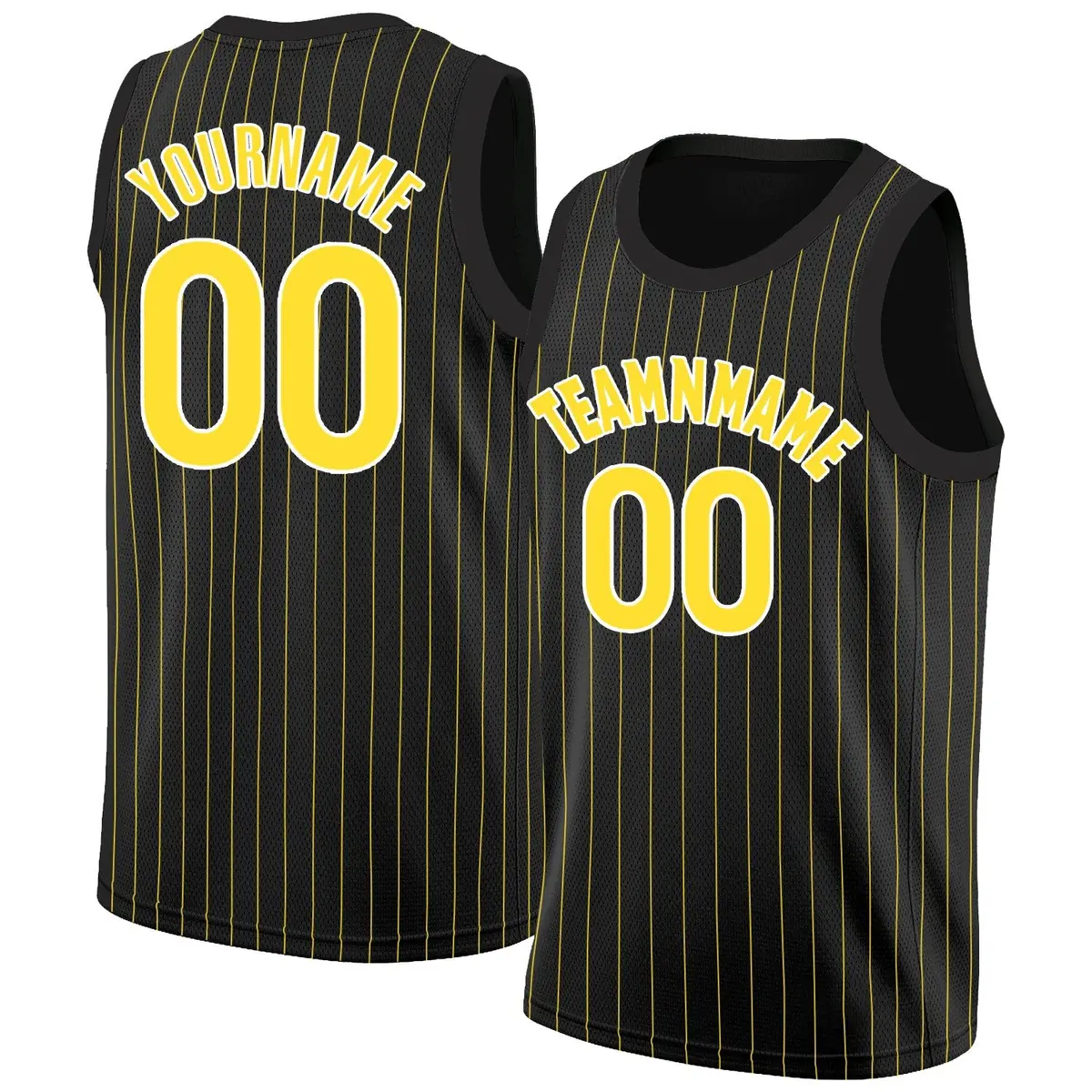 Black Yellow-White Stripe Fashion Basketball Jersey