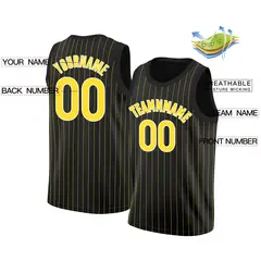 Black Yellow-White Stripe Fashion Basketball Jersey 2