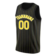 Black Yellow-White Stripe Fashion Basketball Jersey 3