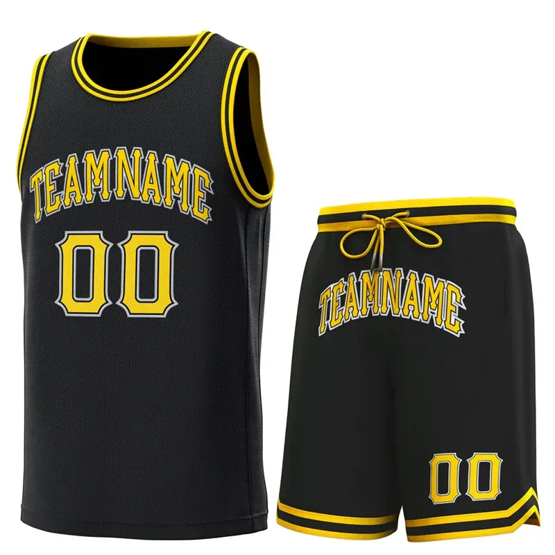 Black Yellow-Yellow Classic Sets Basketball Jersey