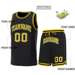 Black Yellow-Yellow Classic Sets Basketball Jersey 2