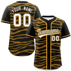 Black Yellow Zebra Stripes Graffiti Baseball Jersey