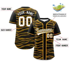 Black Yellow Zebra Stripes Graffiti Baseball Jersey 2
