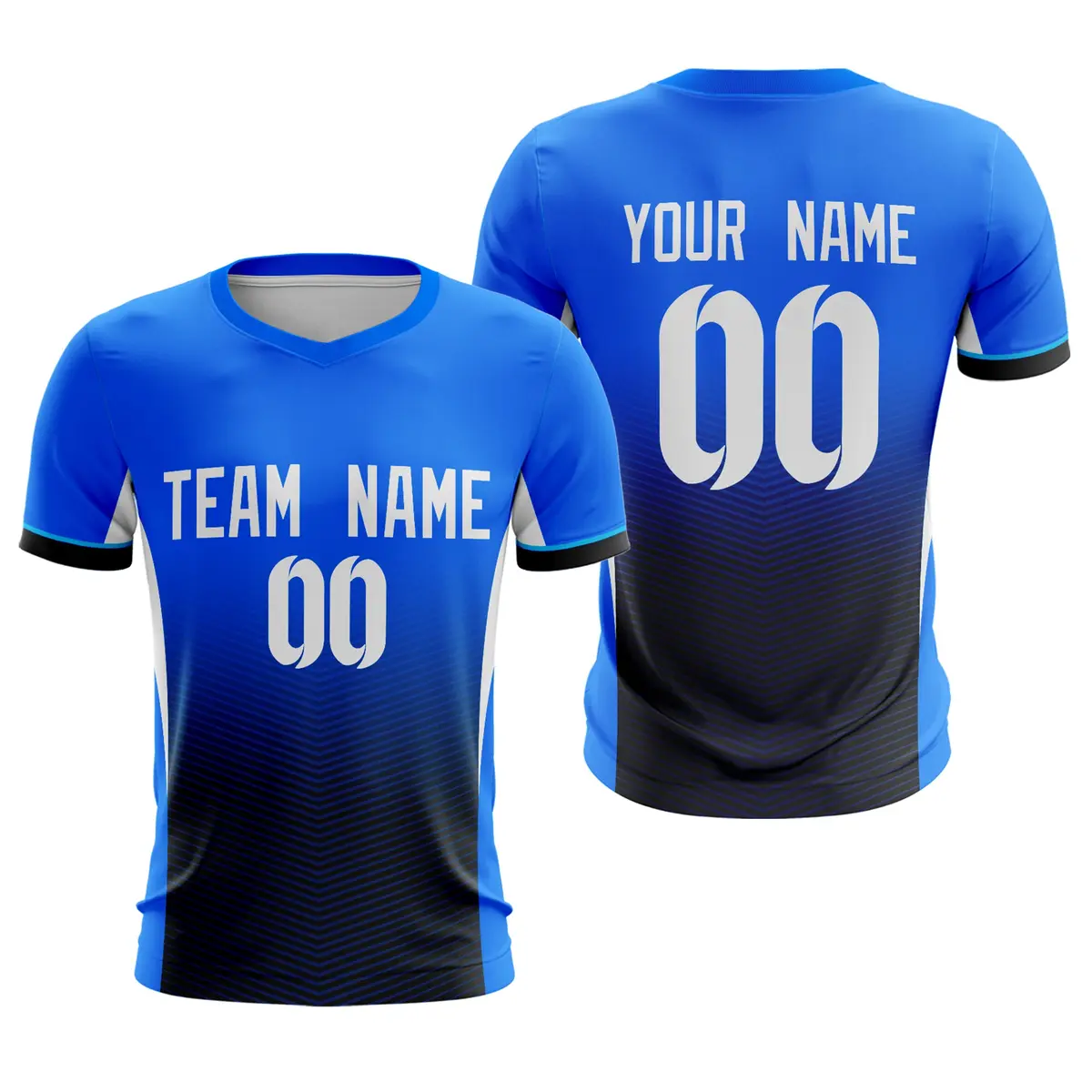 Blue Black Athletic Sport Soccer Jersey