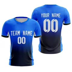 Blue Black Athletic Sport Soccer Jersey 1