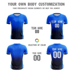 Blue Black Athletic Sport Soccer Jersey 5