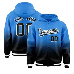 Blue Black Gradient Letterman Varsity Jacket Hoodie