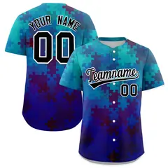 Blue Black White Puzzle Elements Baseball Jersey