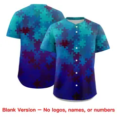 Blue Black White Puzzle Elements Baseball Jersey 7
