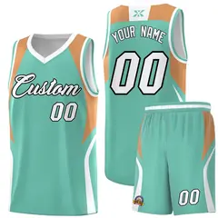 Blue Buckskin Brown White Color Block Basketball Jersey 1