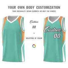 Blue Buckskin Brown White Color Block Basketball Jersey 3