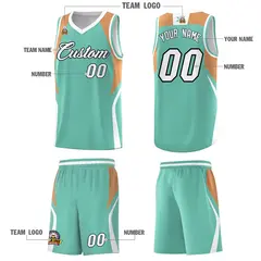 Blue Buckskin Brown White Color Block Basketball Jersey 5