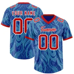 Blue Graffiti Pattern Authentic Football Jersey