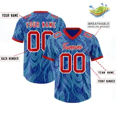 Blue Graffiti Pattern Authentic Football Jersey 2