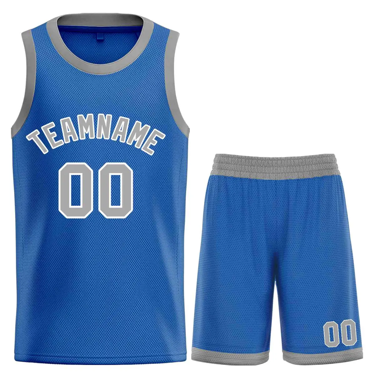 Blue Gray-White Bull Classic Sets Curved Basketball Jersey