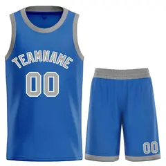 Blue Gray-White Bull Classic Sets Curved Basketball Jersey