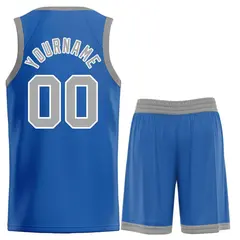 Blue Gray-White Bull Classic Sets Curved Basketball Jersey 2