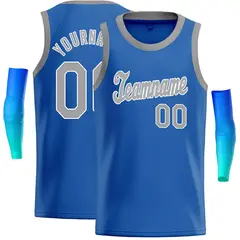 Blue Gray-White Classic Casual Basketball Jersey
